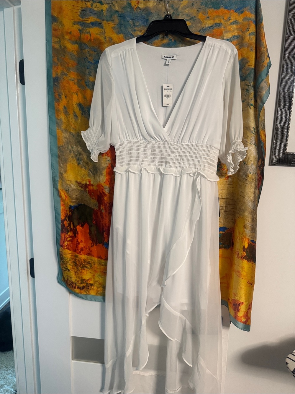 Express White Wrap-Front High-Low Dress